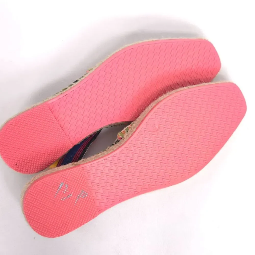 ZARA TRAFALUC. Multicolor Striped Espadrilles Flats Women Size 8 Slip On‎ Canvas